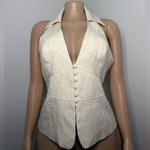 Fashion Nova Taupe Vest with Collar